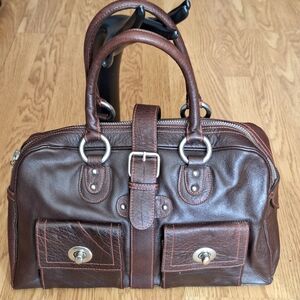 BCBGirls Dark Brown Satchel with Silver Accents